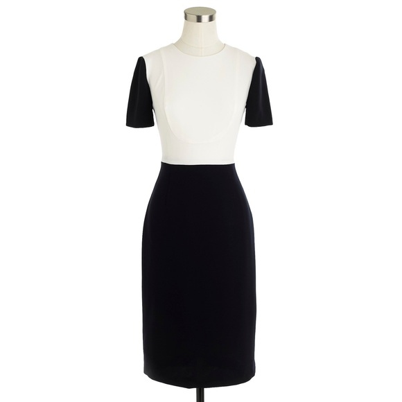 J. Crew Dresses & Skirts - J Crew seamed crepe dress navy ivory colorblock